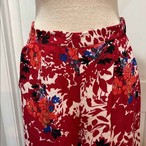 Intimately Free People sz S red floral wide leg pants - Picture 4 of 9